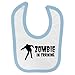 Price comparison product image Funny Zombie in Training Design Baby Bib with Light Blue Contrast Trim and Black Print