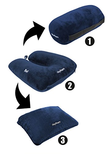 daydream: patentiertes 3-in-1 Nackenkissen mit Mikroperlen, dunkelblau - 4