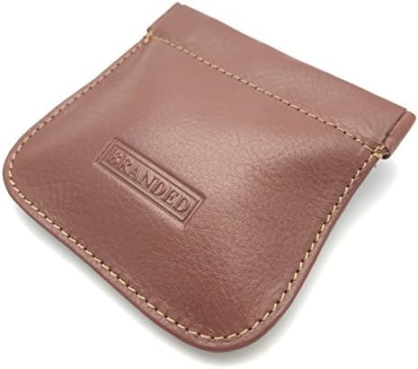 Quality Leather Snap top Stitched Purse (Brown)