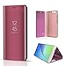 Produktbild Sycode Luxus Screen Protector Roségold Slim Fit Clear Standing View Spiegel Hülle Beirftasche für Huawei P10-Roségold Mirror