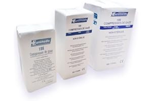 EUROMEDIS Compresse de gaze non stérile - 13 fils - 8 plis - 5 x 5 cm (14 x 20 cm dépliée) - Sachet de 100