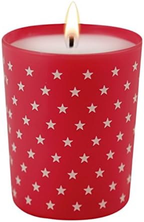 ebougie Old Sheriff Candle Cotton Red 17 x 17 x 11 cm, Fleurs Blanches, 17x17x11 cm