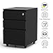 Produktbild Dripex Metall Rollcontainer 40x50x 62cm 3 Schubladen mit Schlüssel Aktenschränke Vollständig Zusammengebauter Bürocontainer 5 Räder Aktenschrank (Schwarz)