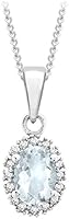 Carissima Gold - Collier avec pendentif - Femme - Or blanc (9 cts) 1.45 Gr - Aigue Marine - Diamant