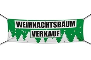 ‎WARENFUX24 (PVC) Weihnachtsbaumverkauf grün Banner, Plane, Werbeschild, Weihnachten, Werbebanner, 200 x 75 cm, DRUCKUNDSO