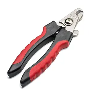 Stainless Steel Dog/Cat Toe Nail Clipper Scissor Trimmer & Cutter Grooming Tool + Free Filer - Red