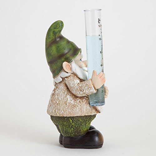 Bits and Pieces Garden DécorHand Painted Gnome Rain Gauge Sculpture for Your Garden, Lawn or