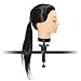LuckyFine 18 inch Black Long Synthetic Hair Hairdressing Cutting Practice Training Mannequin Head with Adjustable Holder