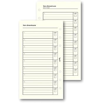 Ricarica Fogli Per Organizer Filofax - Formato Pocket, Righe Color Creme, 20 Fogli Con 6 Fori