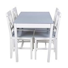Essgruppe mit 1 Tisch 4 Stühle, Holz Tischgruppe Esstischset Sitzgruppe