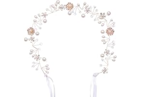 Uongeod Serre-tête bohème avec perles en cristal - Accessoire pour cheveux de mariage (or)