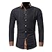 Produktbild Oberteile Herren DAY.LIN Männer Hemd Mode Einfarbig Männlich Beiläufig Langarm-Shirt Männer Farbabstimmung Shirt T-Shirt (Schwarz, EUL2=EUXL)