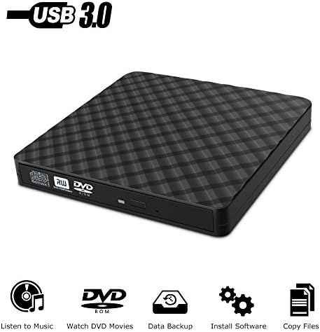 External CD Drive USB 3.0 Portable CD DVD Player, Paragala Ultra Slim CD DVD Drive Burner Reader Writer with Embedded Cable Excellent External DVD Drive for Laptop Notebook and Desktop Macbook (1#)