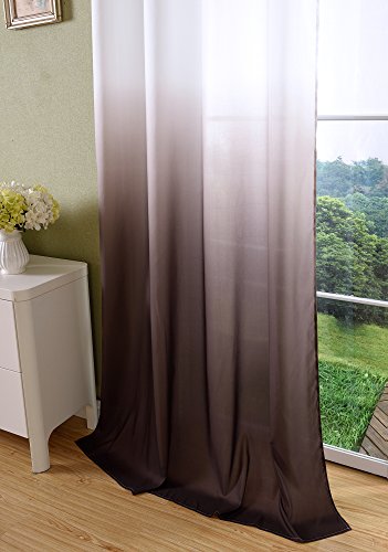 Schal blickdicht Vorhang Ösen Gardine Microsatin Farbverlauf Microfaser, 2 Stück 245×140, Braun, 204252 - 7