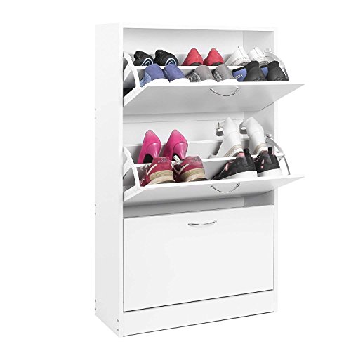 Homfa Meuble à Chaussures en Bois Armoire Étagère à Chaussures Meuble Rangement Chaussures Entrée (3 Étagères)