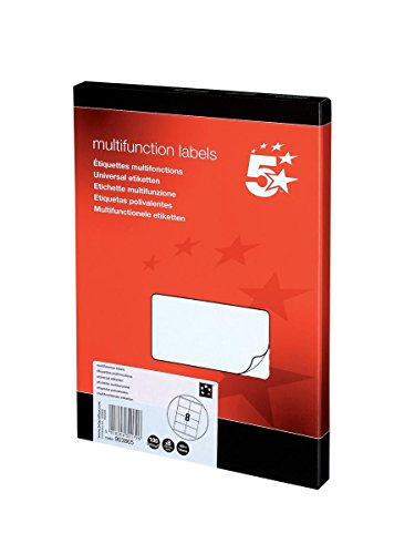 5 Star Labels Laser Copier and Inkjet 8 per Sheet 105x74mm [800 Labels], White