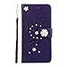 Produktbild Homikon PU Leder Hülle Glitzer Diamant 3D Blume Brieftasche Handyhülle Silikon Schutzhülle Lederhülle Kartenfächer Standfunktion Stoßfest Flip Case Kompatibel mit iPhone 11 Pro Max - Dunkelviolett
