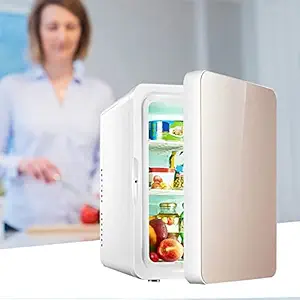 Mavis Lave Mini 10 Liters Portable Humanized Handle Design Fridge Refrigerator for Office, Home (Pink)