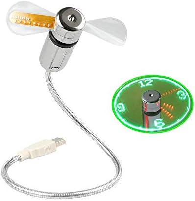 Fanxieast USB LED Clock Fan 90mm USB-Powered Portable Fan with Clock, LED Light Display Time, Mini Gooseneck Fan for…