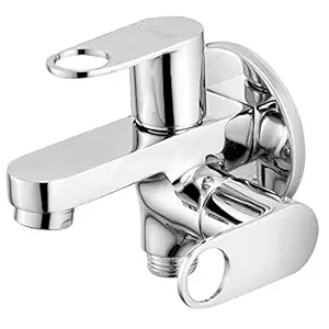 Oleanna Prime-2in1bc Prime Brass Two Way Bib Cock/tap (Silver, Chrome Finish)