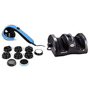 Virtual Bundle - AGARO REGAL Electric Handheld Full Body Massager with 8 Massage Heads and variab + AGARO Grand Shiatsu Foot Massager with Kneading Function for Pain Relief & Impro