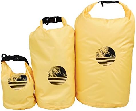 Waterproof Dry Bags 1L 5L 15L Compression Sack Set for travel &amp; adventure (Yellow, 3 Pack (1L, 5L. 15L))
