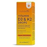 High Strength Vitamin D3 K2 Mk7 Drops - Vitamin D 1000iu & K2 20ug Per 2 Drops - 60ml Liquid Vitamin D3 And K2-1+ Year Supply Supports Immune System, Normal Bones, Muscles & Teeth