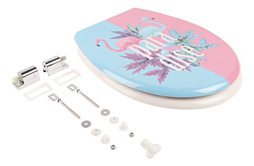 WC-Sitz Dekor Flamingo Paradise , Toilettensitz , WC-Brille aus Duroplast-Kunststoff , Soft-Close-Absenkautomatik , Klodeckel mit Metall-Scharnier , Fast-Fix-Schnellbefestigung , Toilettendeckel - 2