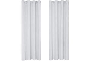 ‎DECONOVO Deconovo Verdunkelungsgardinen mit Ösen Dicke Thermovorhang Kälteschutz Thermogardine Hitzeschutz, Blickdichte Vorhänge, Wohnzimmer Gardinen mit Muster, 240x140 cm(HöhexBreite), Silber Grau, 2er Set