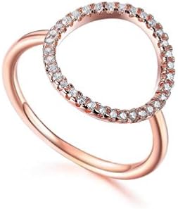 RedFly Fashion CZ Crystal 18ct Rose Gold Plated Open Circle Ring for Women, Size S
