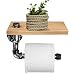 Produktbild ExcLent Industrial Silver Urban Rustic Iron Pipe Toilet Paper Roller Holder Bathroom Wood Shelf Storage