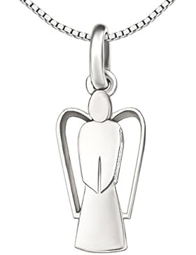 CLEVER SCHMUCK-SET Silberner Anhänger Engel 15 mm längliche stilisiert schlichte Form mit offenen Flügeln und...
