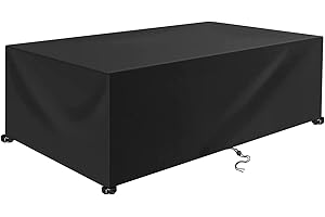 Rechteckig Funda para Muebles de Jardín Impermeable, Funda Mesa Jardin 420D Tela Oxford a Prueba de Viento Anti-UV Cubierta para Mueble Exterior-Black|| 60x60x60cm/24x24x24in
