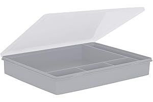 Wham 5.03 38cm 5 Division Plastic A4 Sheet Desk Organiser Storgage Box Upcycled Soft Grey/Clear