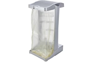 keeeper Bin Bag Stand with Integrated Storage Compartment, 60-120 Litre, Ole, Silver