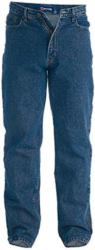 Mens Big Tall King Size Comfort Fit Jeans Stonewashed Denim Regular Leg Trousers -Blue