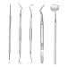 Produktbild Unho®5 Stück Dental Set Zahnreinigung Sonde Zahnpflege aus Edelstahl Instrument Zahnkratzer, mit Mundspiegel Scaler Zahnsonde Pinzette, Zahnreiniger Set für Entfernen von Plaque, Tartar, Kalkül