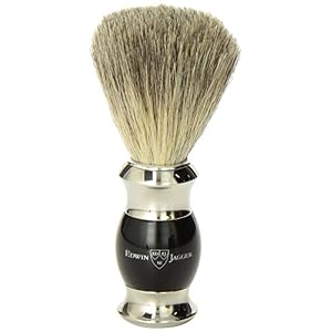 Edwin Jagger Pure Badger Shaving Brush - Imitation Ebony Handle with Nickel Plated Collar and End Cap - Image 4