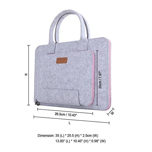 Ropch 11,6 Zoll Laptoptasche / Notebooktasche / Laptophülle / Schutztasche / Laptop Schutzhülle / Notebook Tasche / Laptop Sleeve/Case mit Griff für Acer / Asus / Dell / Lenovo – Grau & Rosa - 2