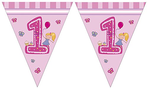 Wimpelkette * 1. GEBURTSTAG MÄDCHEN * für den ersten Geburtstag // Procos // Girlande Wimpel Banner Rosa Pink Kindergeburtstag Girl Birthday