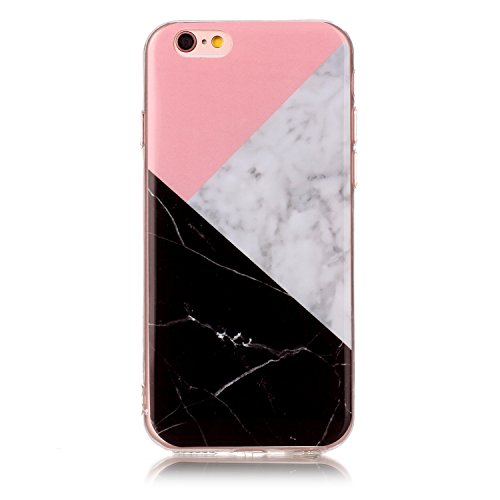 Cozy Hut Für iPhone 6 6S Handyhülle mit Marmor / Marble Design(schwarz / Pink und weiß) | Handytasche | | Schale | | Hülle | | Case | Handy-etui | TPU-Bumper | Soft Case | Schutzhülle Cover für den optimalen Schutz ihres Apple iPhone 6 6S (4,7 Zoll) – Dreifarbiger Marmor - 2