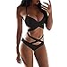 Produktbild Setsail Damen Bikini High Waist Push Up Badeanzug Bademode Strandmode One Pice Tankini Swimwear Trägerlosen Badeanzug Mode sexy V-Ausschnitt Träger Bikini (Schwarz, S)