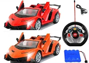 VEZIMON Openable Door Racing Remote Control Racing Car for Boys Age 4+ years I Bright Light and Open Door I Rechargeable Battery set I Multimodel and Multi colour I Pack of 1 Car (Door Openable Steering Remote)