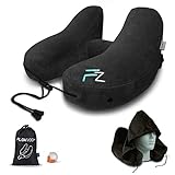 Aufblasbares Nackenkissen von FlowZoom | Nackenhörnchen für Flugzeug, Zug und Auto | Reisekissen inkl. Kapuze | Nackenkissen aufblasbar mit nur 2 Atemzügen | Ideales Flugzeug Kissen in schwarz Aufblasbares Nackenkissen von FlowZoom | Nackenhörnchen für Flugzeug, Zug und Auto | Reisekissen inkl. Kapuze | Nackenkissen aufblasbar mit nur 2 Atemzügen | Ideales Flugzeug Kissen in schwarz