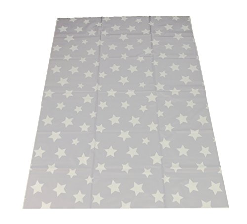 Large Highchair No Mess Splash Mat/Table Protector - Light Grey Stars