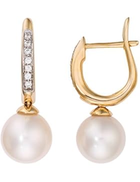 Boutons 333 Gold Damen Perlen Ohrringe 8 Karat Gelbgold Länge 20,00mm NEU (149847)