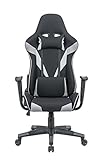 Meubletmoi Fauteuil de Bureau Gaming Noir Gris - Chaise réglable Ergonomique Confortable - Coussins Amovibles - Design baquet Professionnel - Player Pro