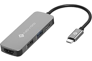 NOVOO Hub USB C, 4 in 1 przejściówka HDMI USB C kontra 2 porty USB, 4K HDMI, Type-C PD Port ładowania, stacja dokująca Koncentratora USB C i kompatybilność z Macbook Pro/Air ChromeBook Pixel