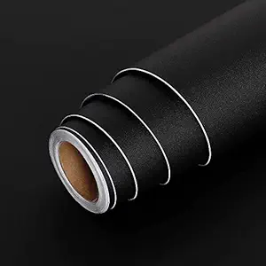 SUNBIRD Matte Textured Black Contact Paper Decorative Self Adhesive Wall Paper Roll Peel and Stick Wallpaper for Cabinets Shelf Drawer Liners Furniture Removable Wall Sticker (12 x 24, Black)