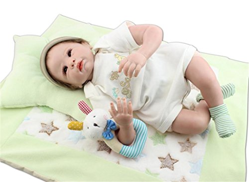 Fachel Reborn Baby Doll realistic baby dollsVinyl Silicone Babies 55cm 22inch Doll Newborn real baby doll Life Like Reborn Pacifier Doll Green dress doll